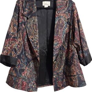 Worthington Vintage Multicolor Floral Tapestry  Plus Size Blazer